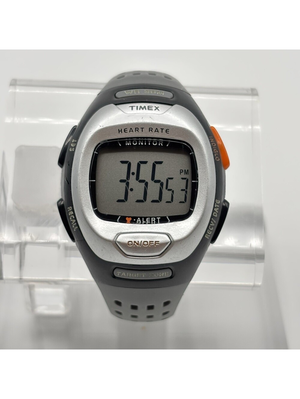 Timex Heart Rate Monitor Fitness Watch 38mm Gray/Orange No Chest Strap T5G981